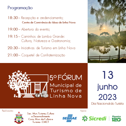 5 edio do Frum Municipal e Turismo acontecer no dia 13 de junho