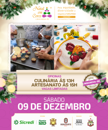 Participe de oficinas gratuitas na programao do Natal em Cores