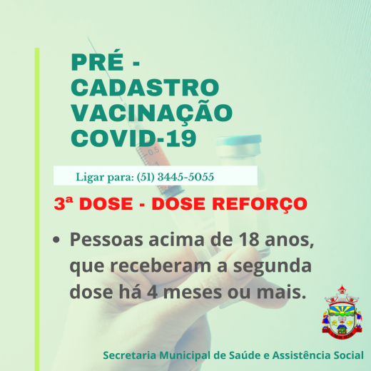 Vacinao Covid-19: Disponvel o agendamento da 3 dose/dose reforo