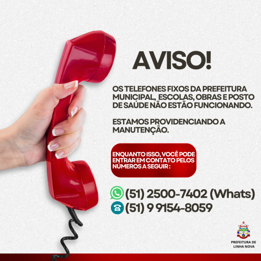 Aviso - telefones em manutenção
